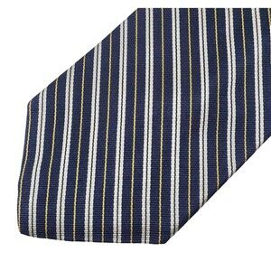Jos A Bank Executive Collection Navy Blue Silver Striped 100% Silk Neck Tie A180